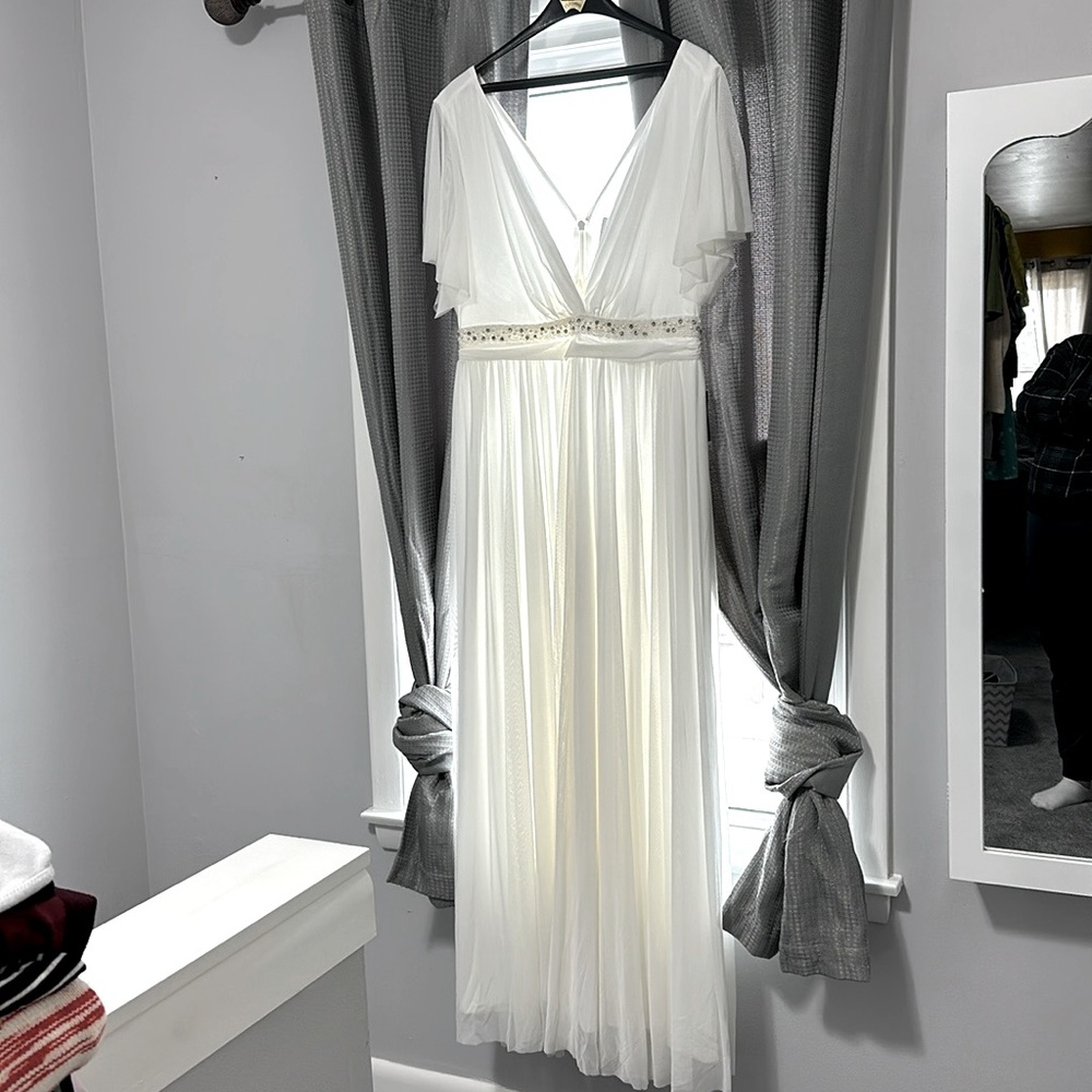 Torrid white/ivory mesh formal dress